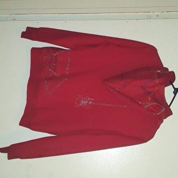 Red Zip-up Spider Web design Jacket. - Picture 2 of 4